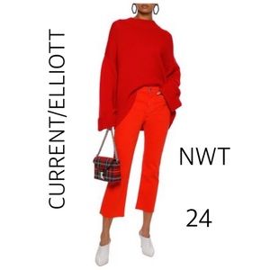 NWT CURRENT ELLIOTT cropped red the kick jean brand new gorgeous 24